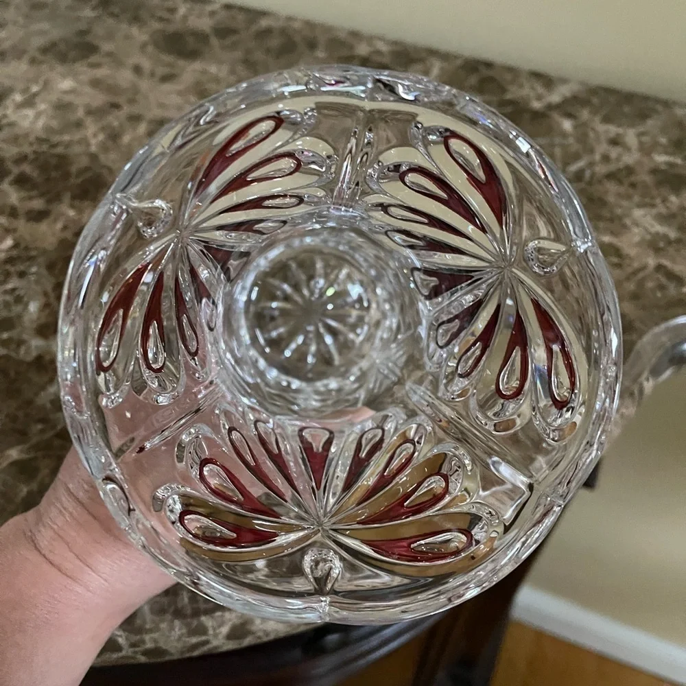 Rare Vintage ECHT Bleikristall Artmark Crystal And Ruby Red Design Vase